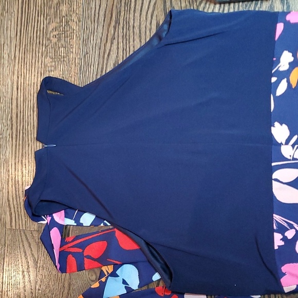 Vince Camuto Colorful Navy Pink Orange Halter w/ Keyhole Maxi Dress w/ Sash sz 2 - Picture 15 of 15